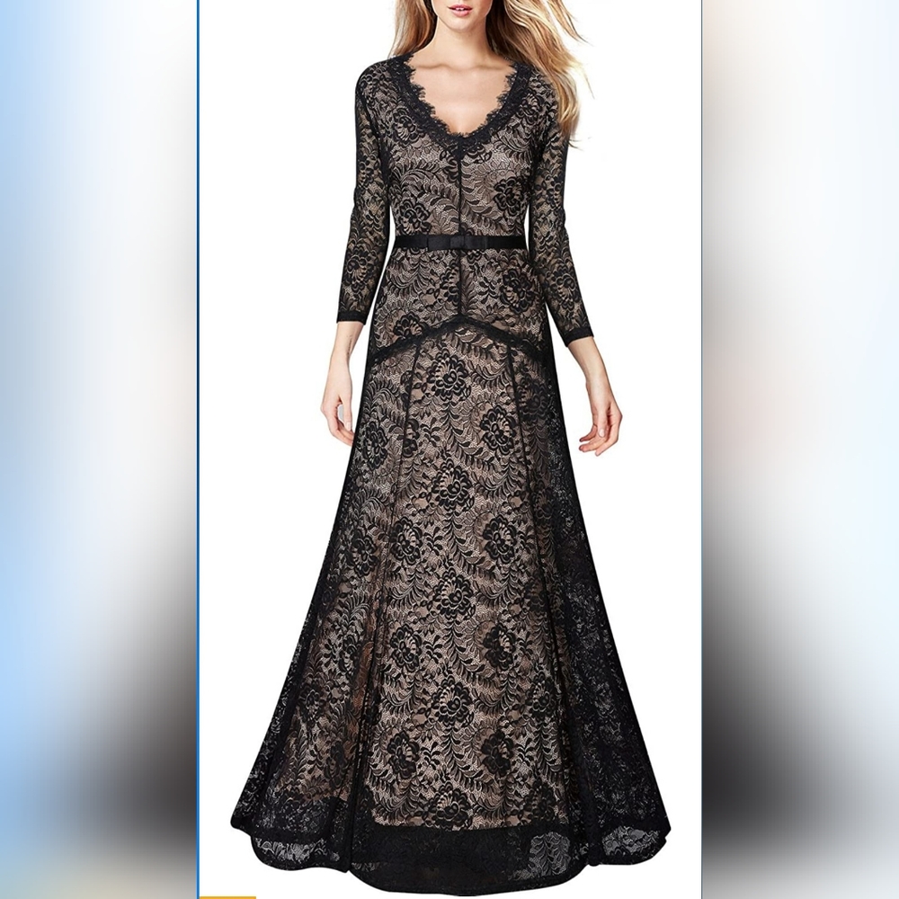 Misoul Black Lace Long Dress